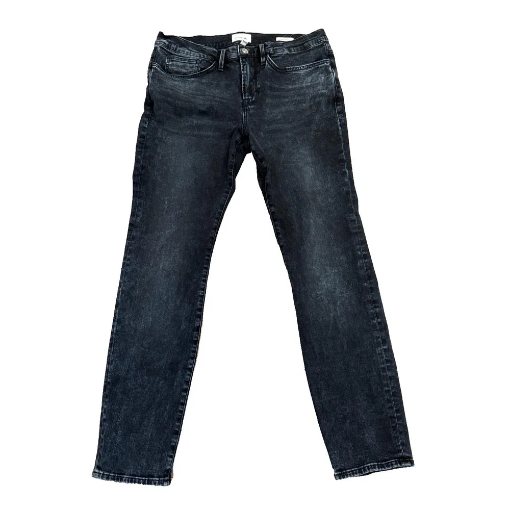 FRAME Jeans Mens 34 Blue black Organic Cotton Dark Wash L'Homme Skinny Stretch